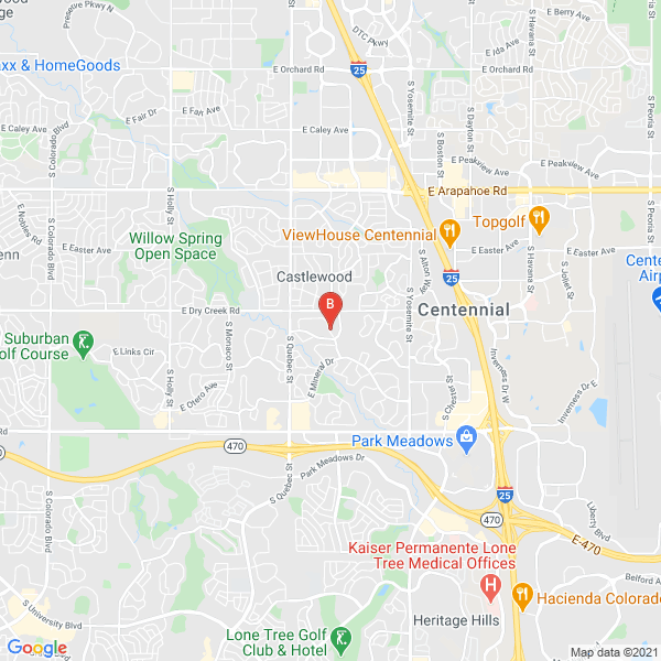 AB Roofing & Exteriors location map: 7646 S Rosemary Cir, Centennial, CO 80112, USA, Centennial, Colorado